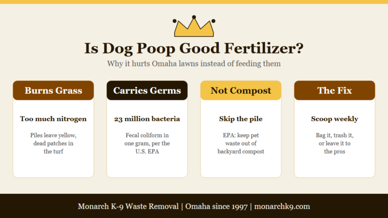 Infographic: why dog poop is not good fertilizer for grass - Monarch K-9 Waste Removal, Omaha NE.